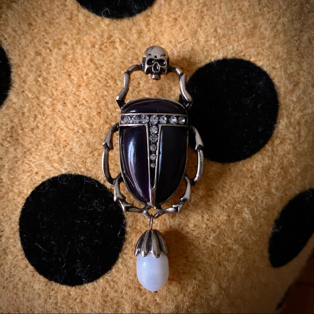 Skull Scarab Beetle Brooch Victorian Vintage Style